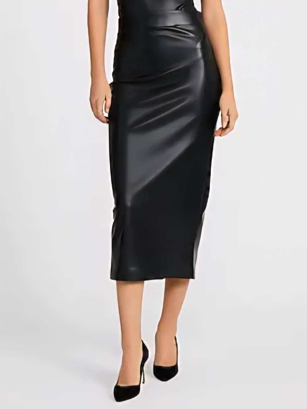 Express High Waisted Faux Leather Midi Skirt